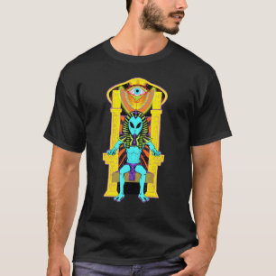Blauer Außerirdischer auf Thron T-Shirt