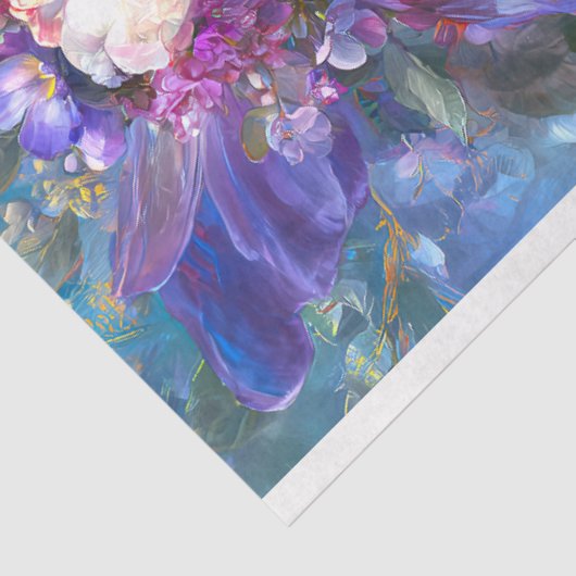 Blauer Australischer Papagei mit Blumenkronendekou Seidenpapier (Ausschnitt)