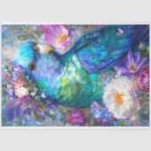 Blauer Australischer Papagei mit Blumenkronendekou Seidenpapier (Vorderseite)