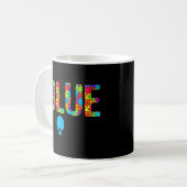 Blauer Autismus Bewusstsein Puzzle Stücke Autis Kaffeetasse (Vorderseite Links)