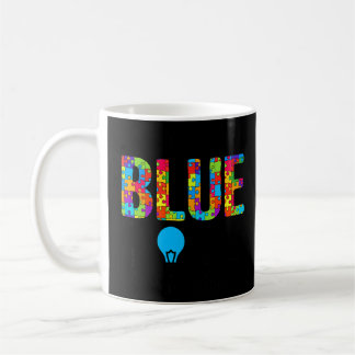 Blauer Autismus Bewusstsein Puzzle Stücke Autis Kaffeetasse