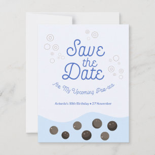 Blauer Axolotl Bubble Tea Par-tea Geburtstagsfeier Save The Date