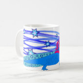 Blauer Axolotl mit Sternen Kaffeetasse (Vorderseite Links)