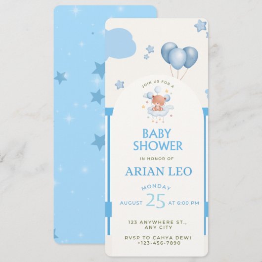 Blauer Baby-Duschvorhang - Vorlage bearbeiten (Vorne/Hinten)