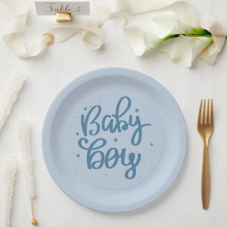 Blauer Baby-Junge-Baby-Shower  Pappteller