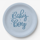 Blauer Baby-Junge-Baby-Shower Pappteller (Vorderseite)