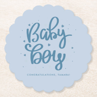 Blauer Baby-Junge-Baby-Shower  Untersetzer