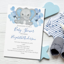 Blauer Baby-Junge-Elefant-Baby-Shower-Blumen-Ballo
