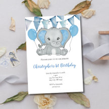 Blauer Baby-Jungen-Elefant-Ballon zum 1. ersten Ge