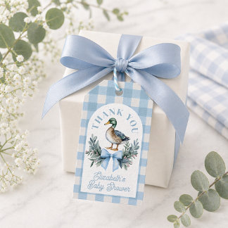 Blauer Baby-Jungen-Stockenten-Gunstanhänger Geschenkanhänger