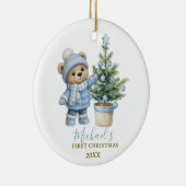 Blauer Babybär zum ersten Weihnachten Andenken Keramik Ornament (Rechts)