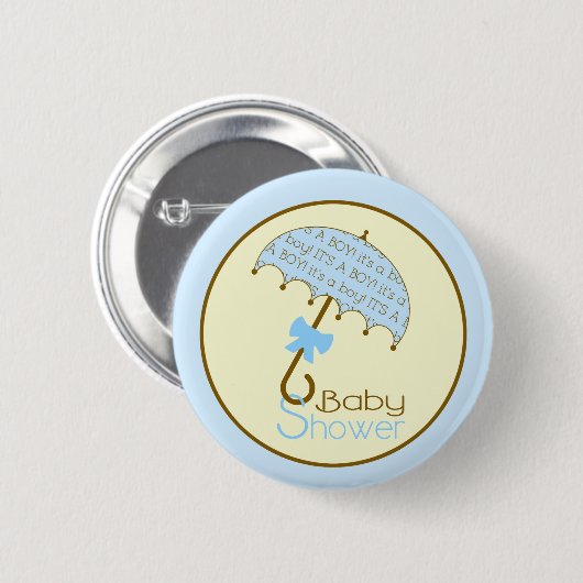 Blauer Babyduschknopf - Regenschirm Button (Vorne & Hinten)