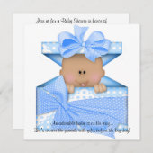 Blauer Babyparty-Einladungs-Afroamerikaner Einladung (Vorne/Hinten)