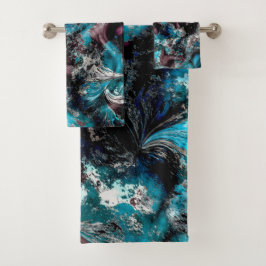 Blauer Badhandtuch Set