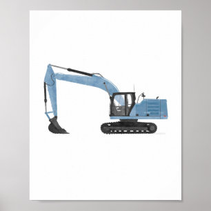 Blauer Bagger Baustelle Kinderzimmer Dekoration