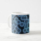 Blauer Bakterienhintergrund Kaffeetasse (Vorderseite Links)