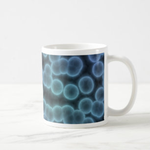 Blauer Bakterienhintergrund Kaffeetasse