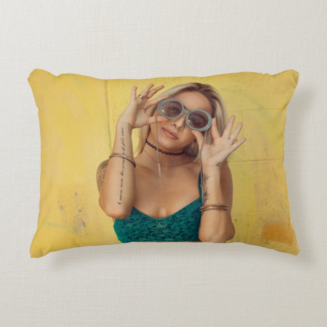 Blauer BALETTE mit Sonnenbrille  Dekokissen (Vorderseite)