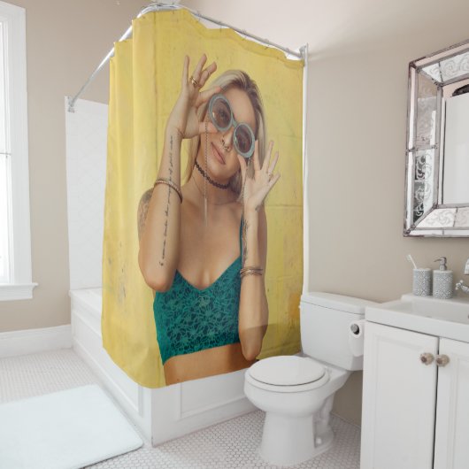 Blauer BALETTE mit Sonnenbrille Duschvorhang (Beispiel)