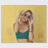 Blauer BALETTE mit Sonnenbrille Geschenkpapier (Flach)