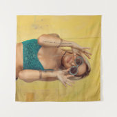 Blauer BALETTE mit Sonnenbrille  Wandteppich (Vorderseite (Horizontal))