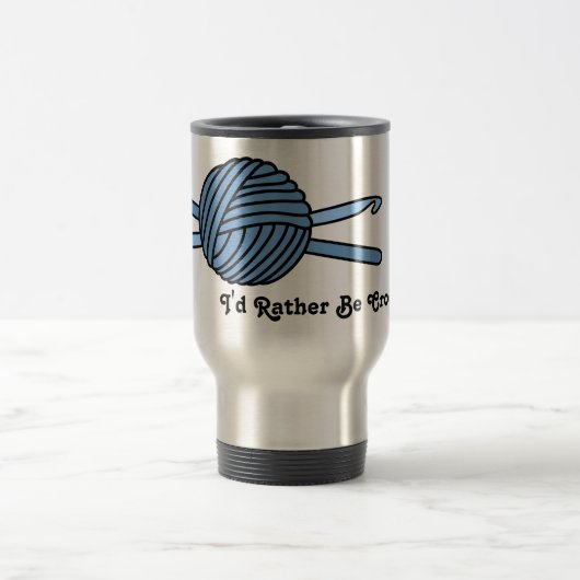 Blauer Ball der Garn-u. Häkelarbeit-Haken Reisebecher (Mittel)