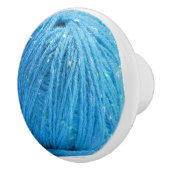 Blauer Ball des Garns - strickender crafty Keramikknauf (Rechts)