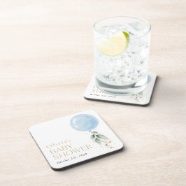 Blauer Ballon, Eukalyptus, Grünpflanzen, Babydusch Getränkeuntersetzer