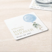 Blauer Ballon, Eukalyptus, Grünpflanzen, Babydusch Rechteckiger Pappuntersetzer (angewinkelt)