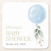 Blauer Ballon, Eukalyptus, Grünpflanzen, Babydusch Rechteckiger Pappuntersetzer (Vorderseite)