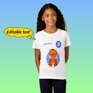 Blauer Ballon Fünfter Geburtstag Tiger T-Shirt