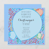 Blauer Ballon Geburtstag Einladung (Vorne/Hinten)