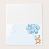 Blauer Ballon Teddy Bär Baby Dusche Platzkarten (Außenseite Aufgefaltet)