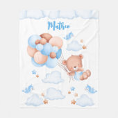 Blauer Ballon Teddy Bär im individuelle Name Wolke Fleecedecke (Vorderseite)