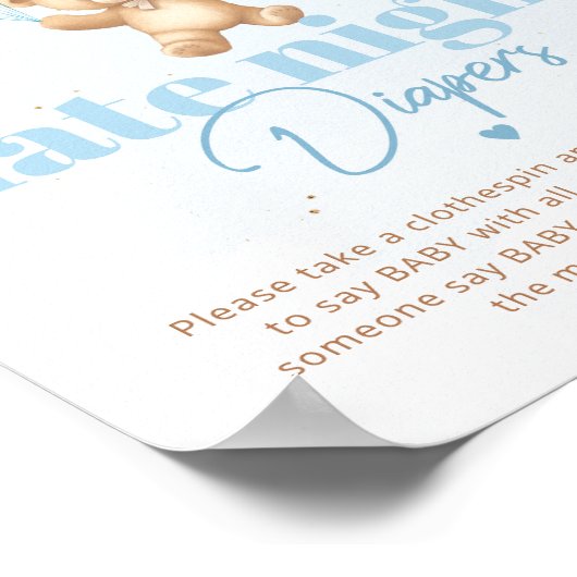 Blauer Ballon Teddy Bär Spate Nacht Windeln Poster (Ecke)