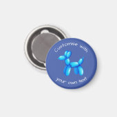Blauer Ballon Tier Hund Benutzerdefinierter Text Magnet (Vorderseite/Rückseite)
