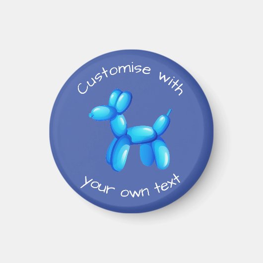 Blauer Ballon Tier Hund Benutzerdefinierter Text Magnet (Vorne)