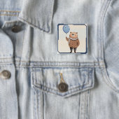 Blauer Ballonbär in Brown Sweater Kariert Scara Button (Beispiel)