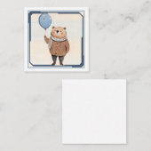 Blauer Ballonbär in Brown Sweater Kariert Scara Mitteilungskarte (Vorne/Hinten)