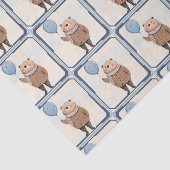 Blauer Ballonbär in Brown Sweater Kariert Scara Seidenpapier (Ausschnitt)