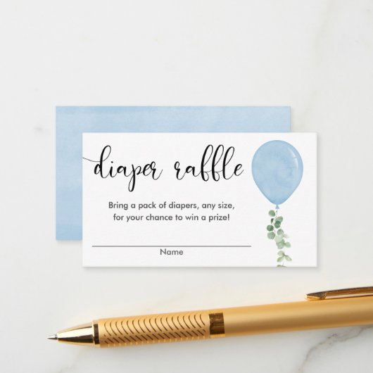 Blauer Ballonjunge Babydusche Windpreisraffinerie Begleitkarte (Vorderseite/Rückseite Beispiel)