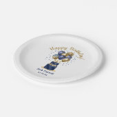 Blauer Ballonkuchen der 80. Geburtstagsnacht Pappteller (Schrägansicht)