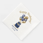 Blauer Ballonkuchen der 80. Geburtstagsnacht Serviette (Ecke)