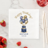Blauer Ballonkuchen der 80. Geburtstagsnacht Serviette (Beispiel)