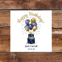 Blauer Ballonkuchen der 80. Geburtstagsnacht Serviette