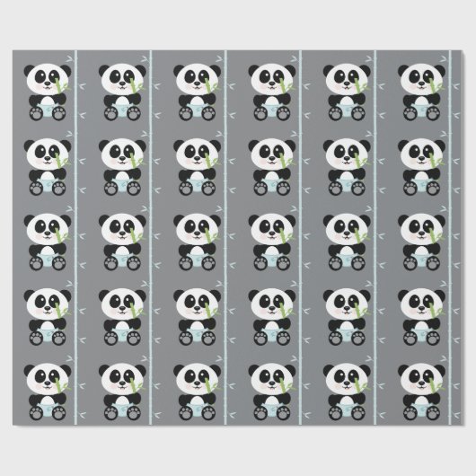 Blauer Bambuspanda in den Windeln Geschenkpapier (Flach)