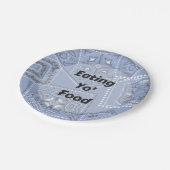 Blauer Bandana-Papier-Teller Pappteller (Schrägansicht)