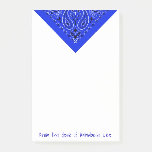 Blauer Bandana Post-it Klebezettel (Vorderseite)