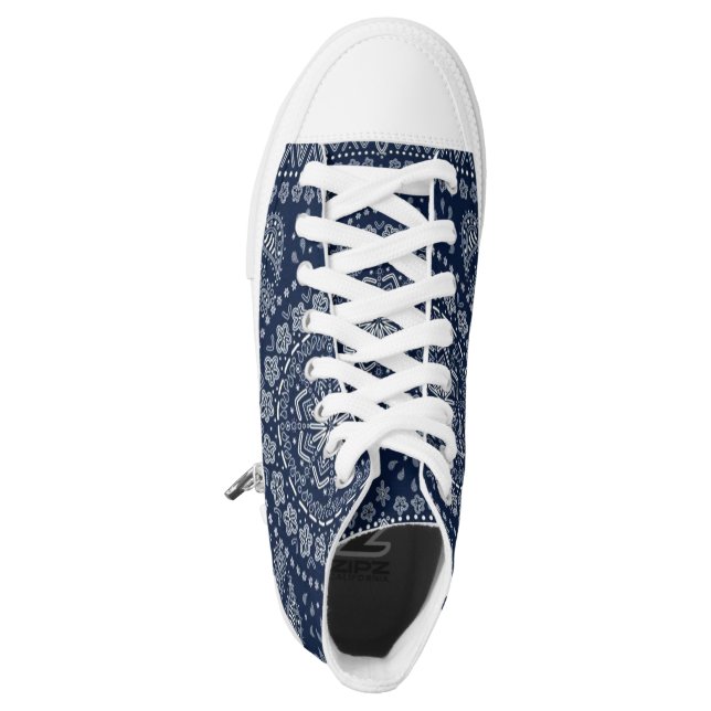 blauer Bandana Zipz hohe Spitzenschuhe Hoch-geschnittene Sneaker (Linker Schuh Oberseite)