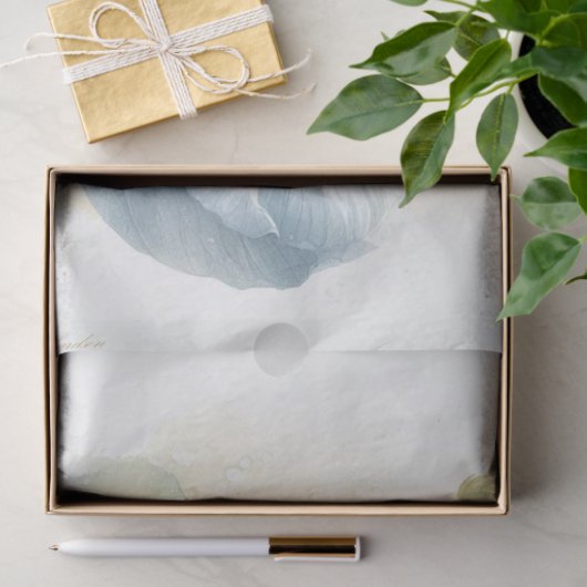 Blauer Bandgebläse auf Apple Blossom Decoupage Seidenpapier (Geschenk)